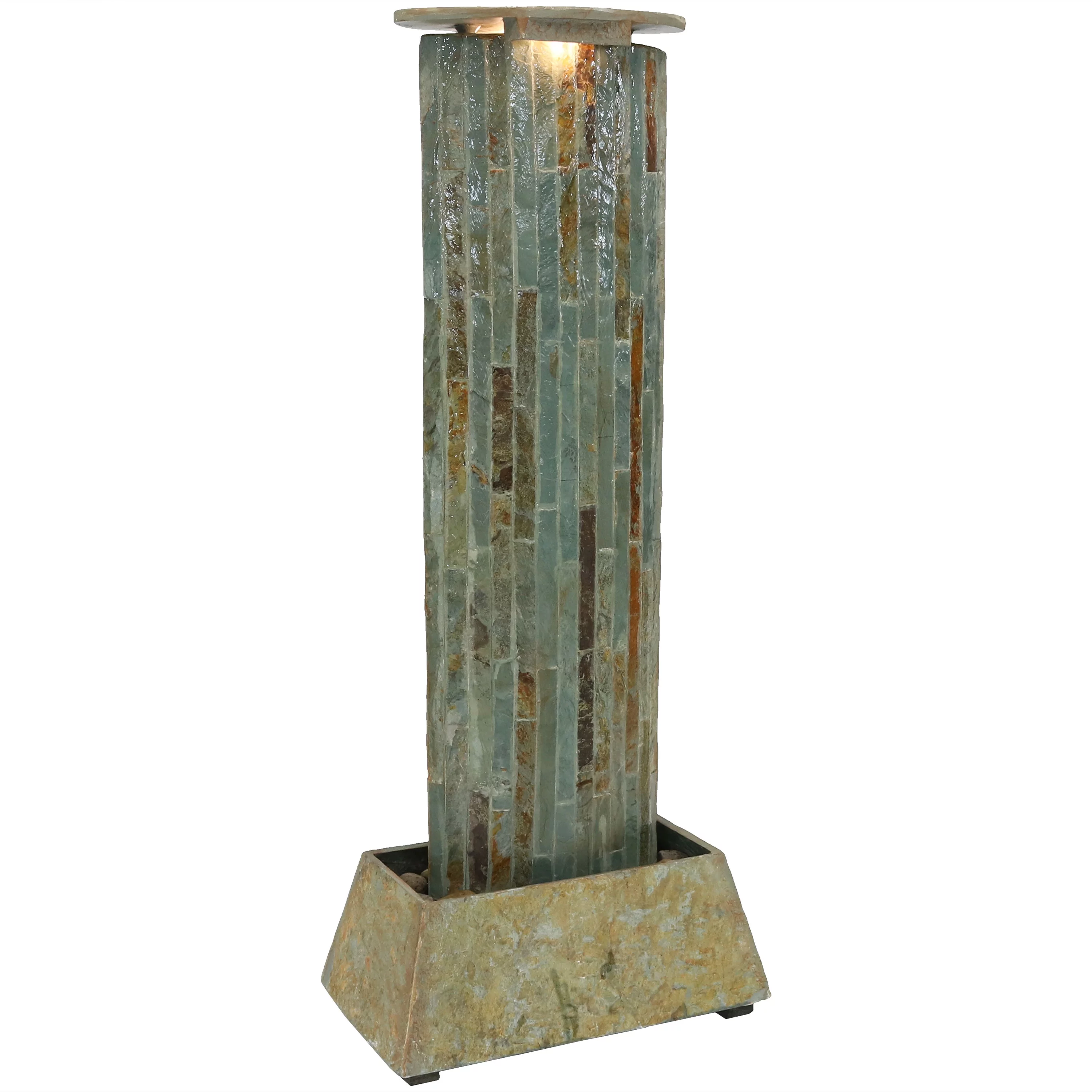 Sunnydaze Indoor/Outdoor Natural Slate Floor Water Fountain - 49