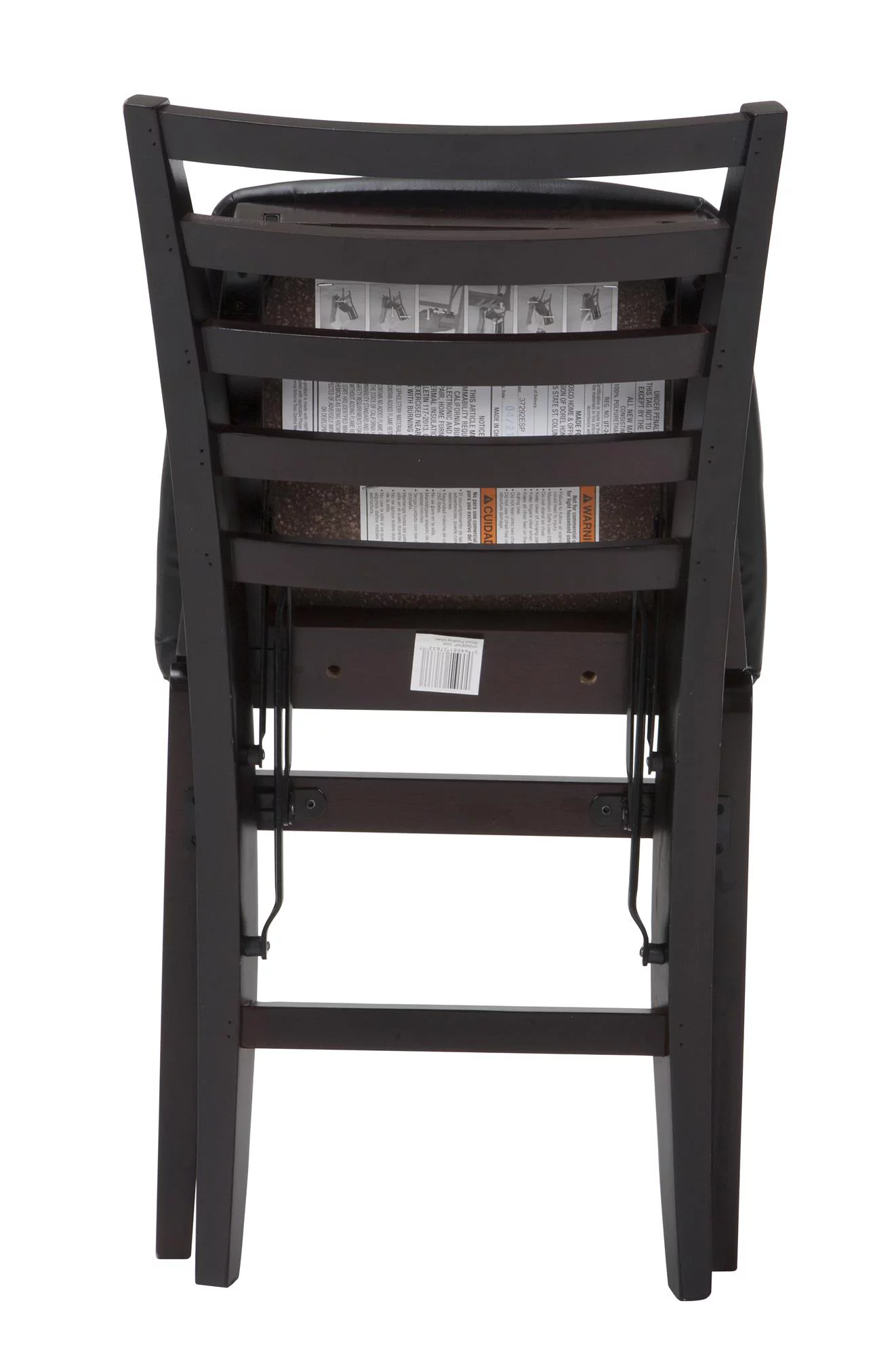 COSCO Contoured Back Wood Folding Chair with Vinyl Seat, Espresso, 2-Pack