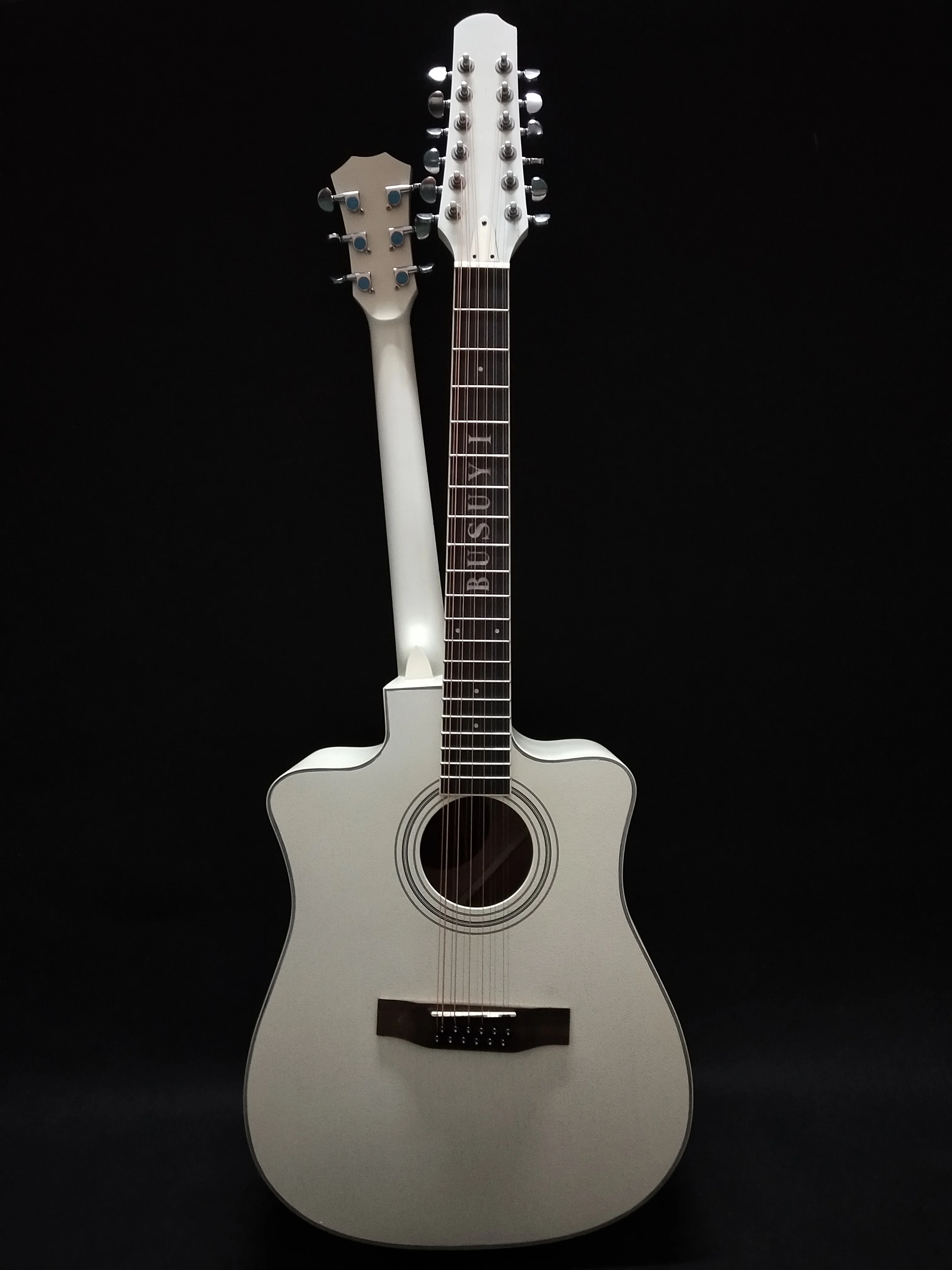 12/6 Strings Acoustic/Electric Double Neck,  Busuyi Guitar, Travel Acoustic Guitar with Classical Metal Heel 41inch Cutaway Guitar, 39inch Acoustic Guitar, Double Sided Neck Guitar, 2022 NPS +Bag