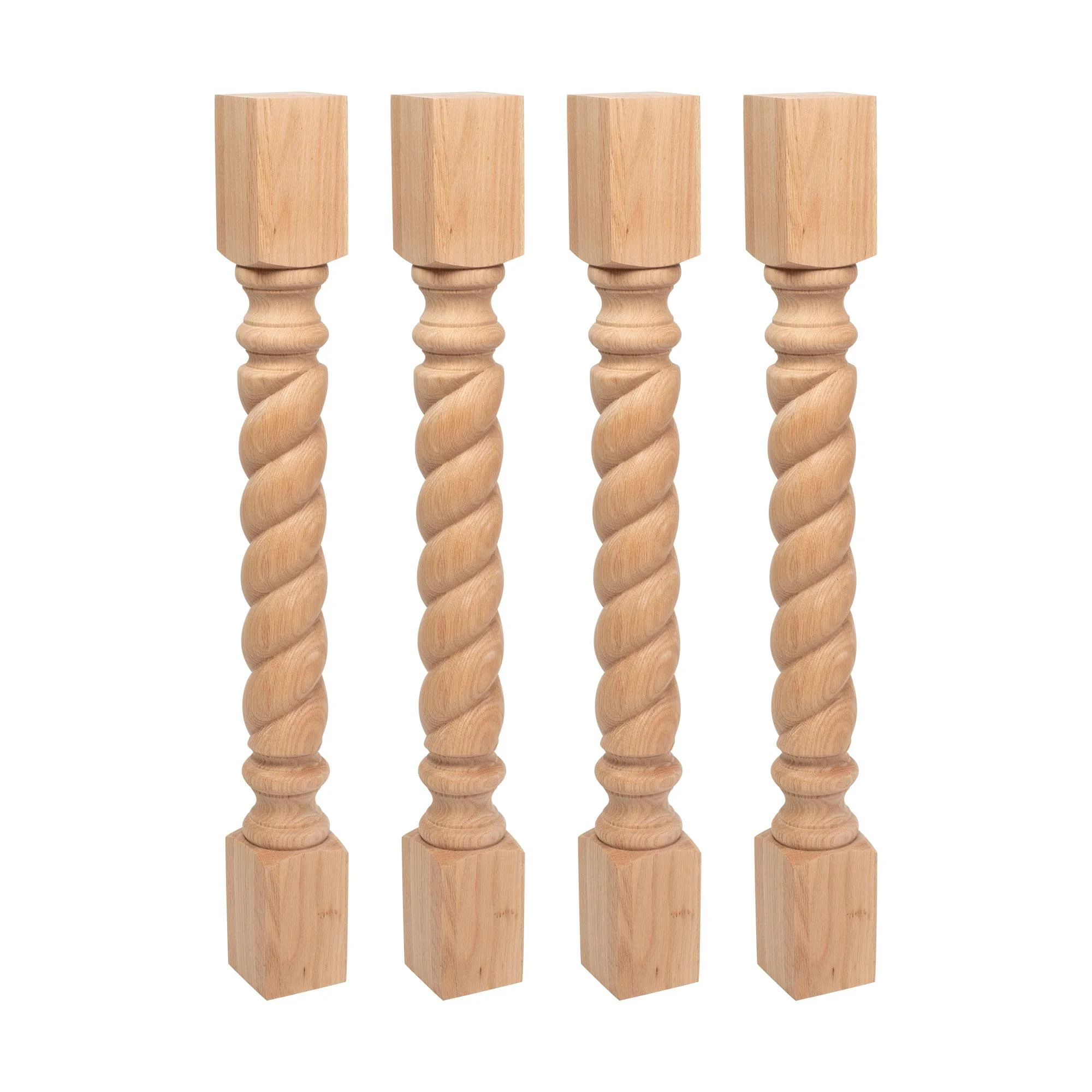 Designer's Edge Millwork 35-1/4 in. High x 3-3/4 in. Wide x 3-3/4 in. Depth Unfinished North American Solid Red Oak Rope Kitchen Island Leg 4 Pack