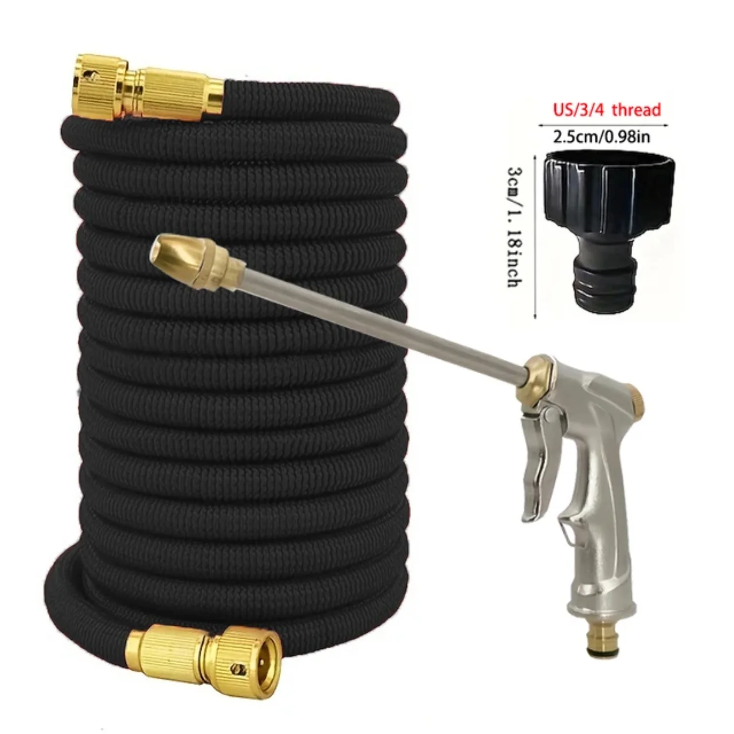 Flexible  High Pressure Expandable Garden Water Hose - 2.5-30 Meters  Striped Pipes for Garden Farm Irrigation  Car Wash  with PVC Reel Gun