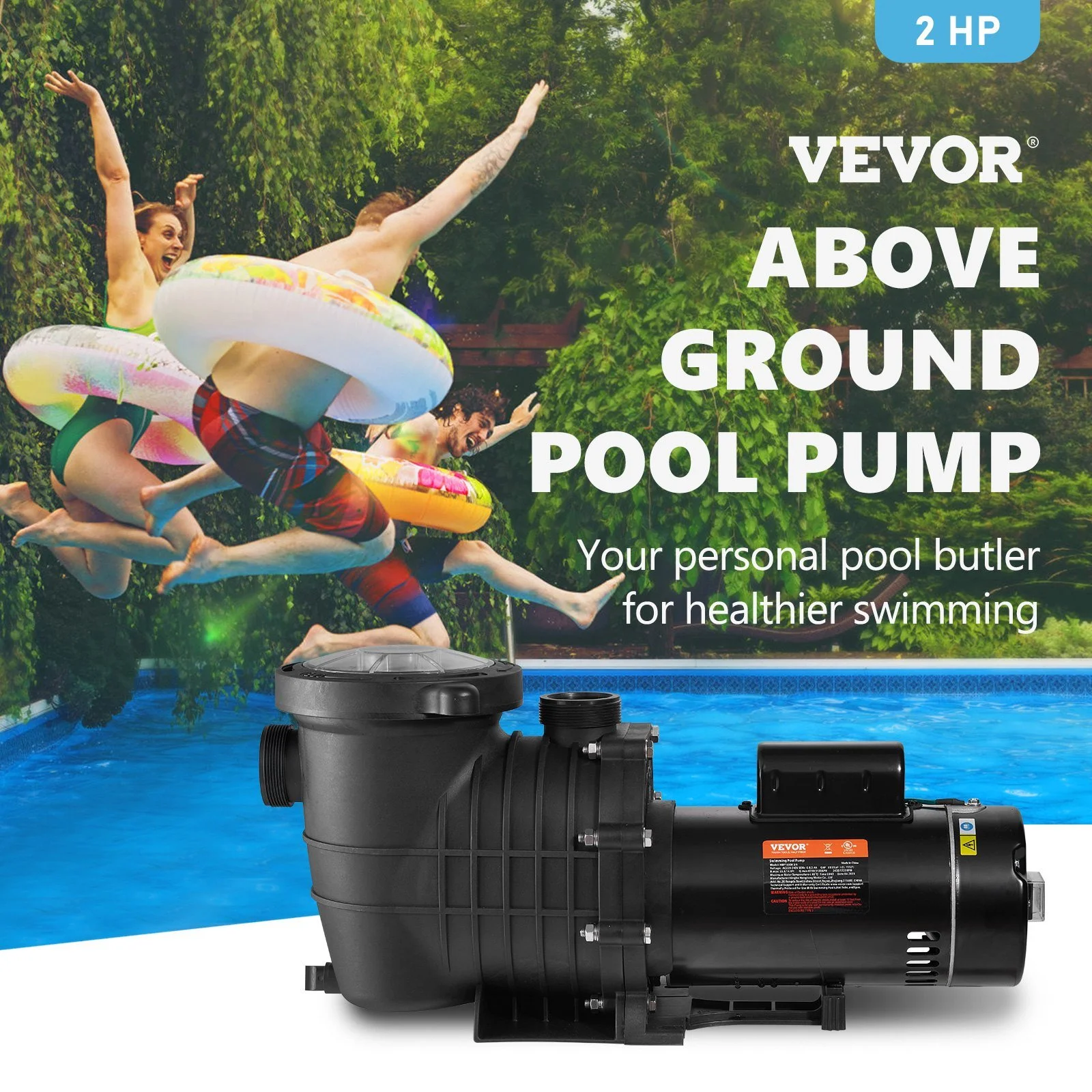 VEVOR 2.0HP 230V Pool Pump - 16.1 - Enjoy Powerful Water Circulation