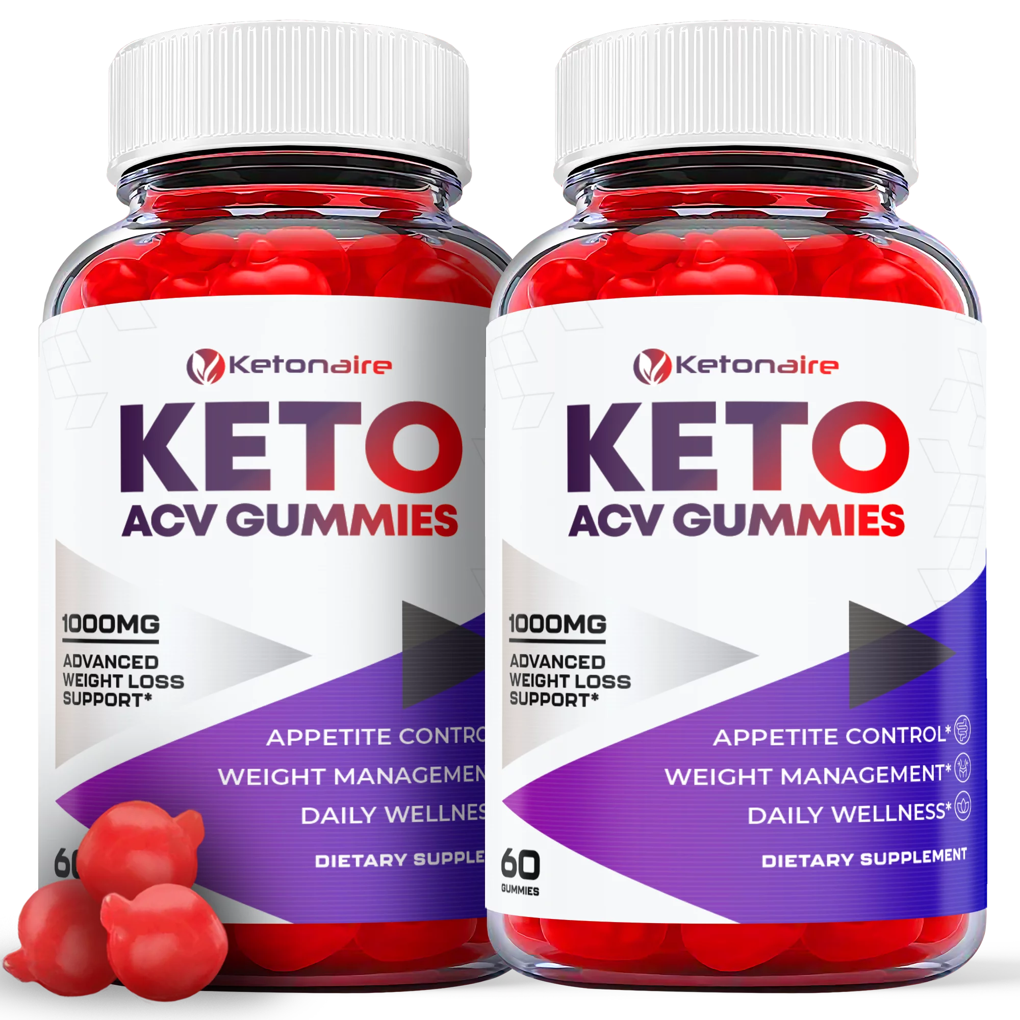 (2 Pack) Ketonaire Keto ACV Gummies - Supplement for Weight Loss - Energy & Focus Boosting Dietary Supplements for Weight Management & Metabolism - Fat Burn - 120 Gummies