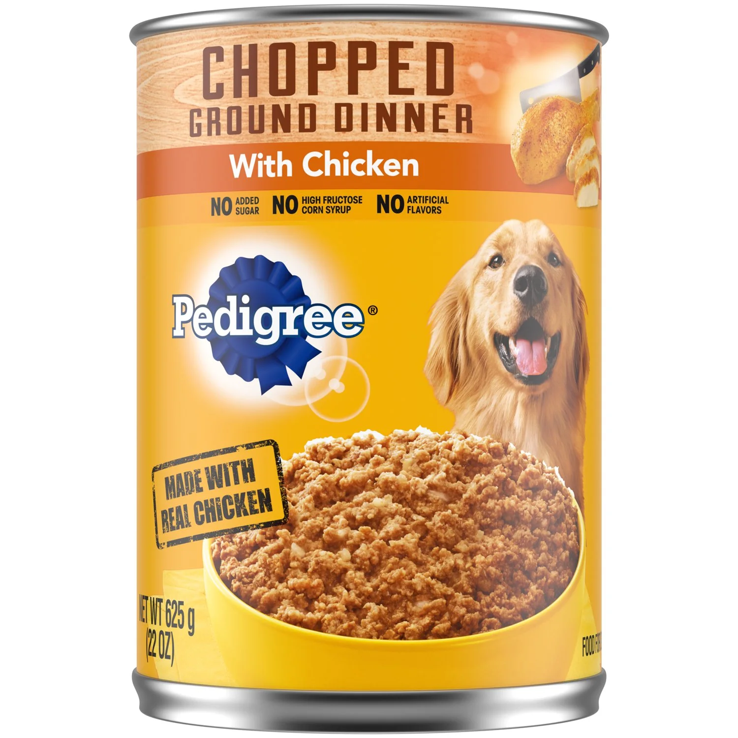 (4 pack) Pedigree Chopped Ground Dinner Chicken Wet Dog Food, 22 oz Can