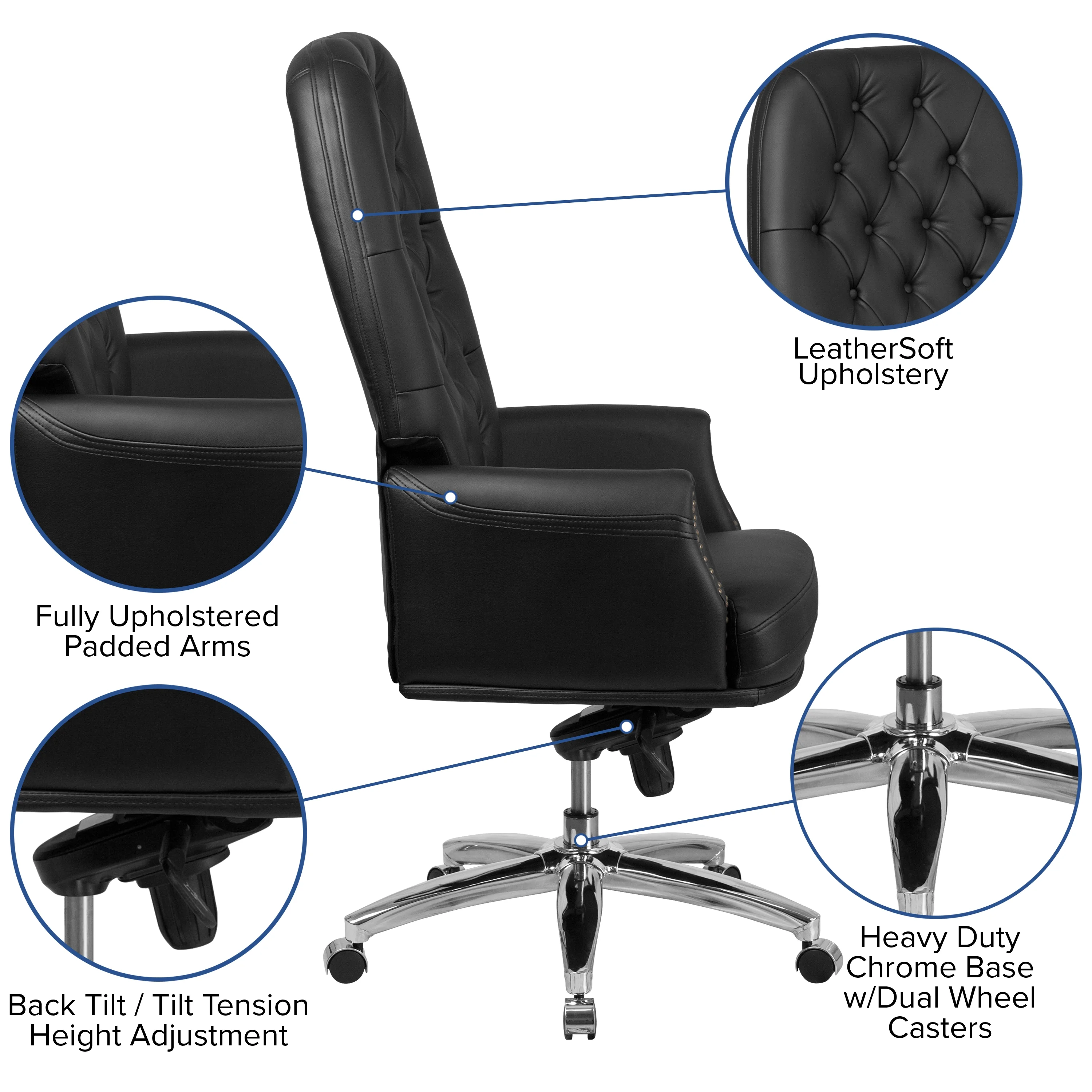 Emma + Oliver High Back Traditional Black LeatherSoft Multifunction Ergonomic Office Chair