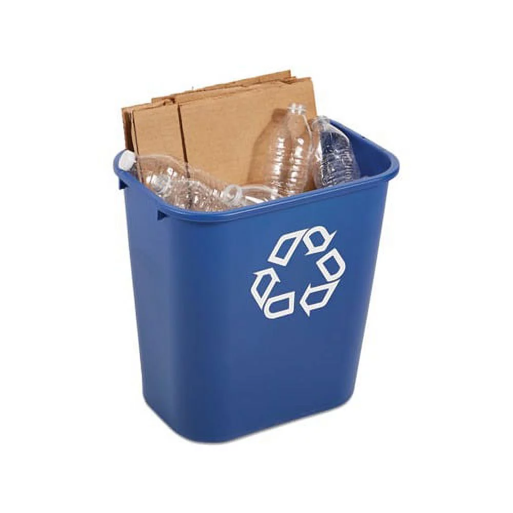 Medium Deskside Recycling Container Rectangular, Plastic, 28.13 qt, Blue
