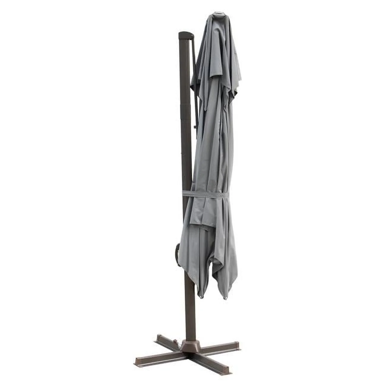 HomeRoots 485659 10 ft. Polyester Square Tilt Cantilever Patio Umbrella with Stand, Dark Gray