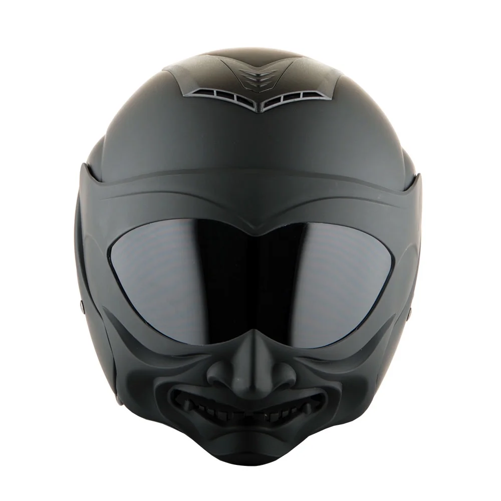 1Storm Motorcycle Open Face Fiber Glass Dual Visor Helmet HB_609 Scooter Classical Knight Bike Samurai Matt Black + One Extra Clear Shield