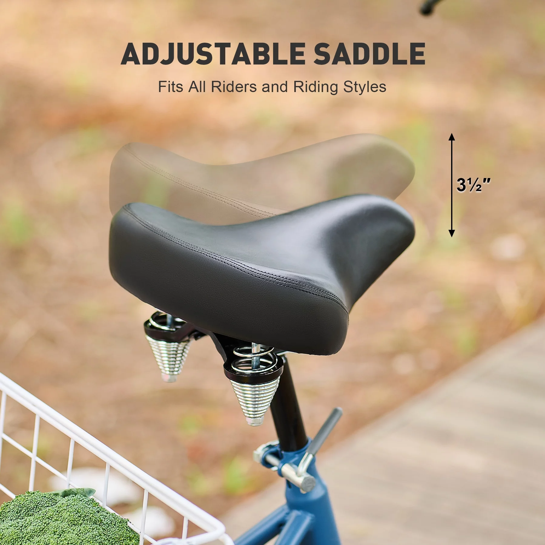 VIRIBUS 7 Speed 26 Inch Tricycle with Flexible Seating and 2 Baskets Matte Blue