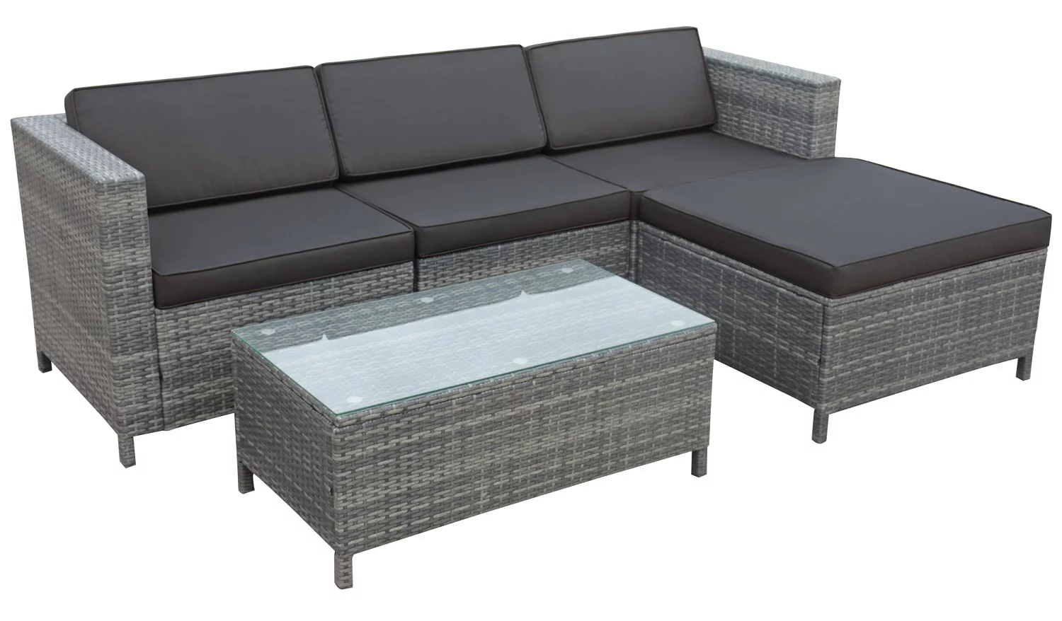 CozyHom 5 PCS Outdoor Patio Wicker Sectional Dining Conversation Set, All Weather Indoor Wicker Sofa Furniture Sets L Shaped Outdoor Couch With Ottoman, Gray