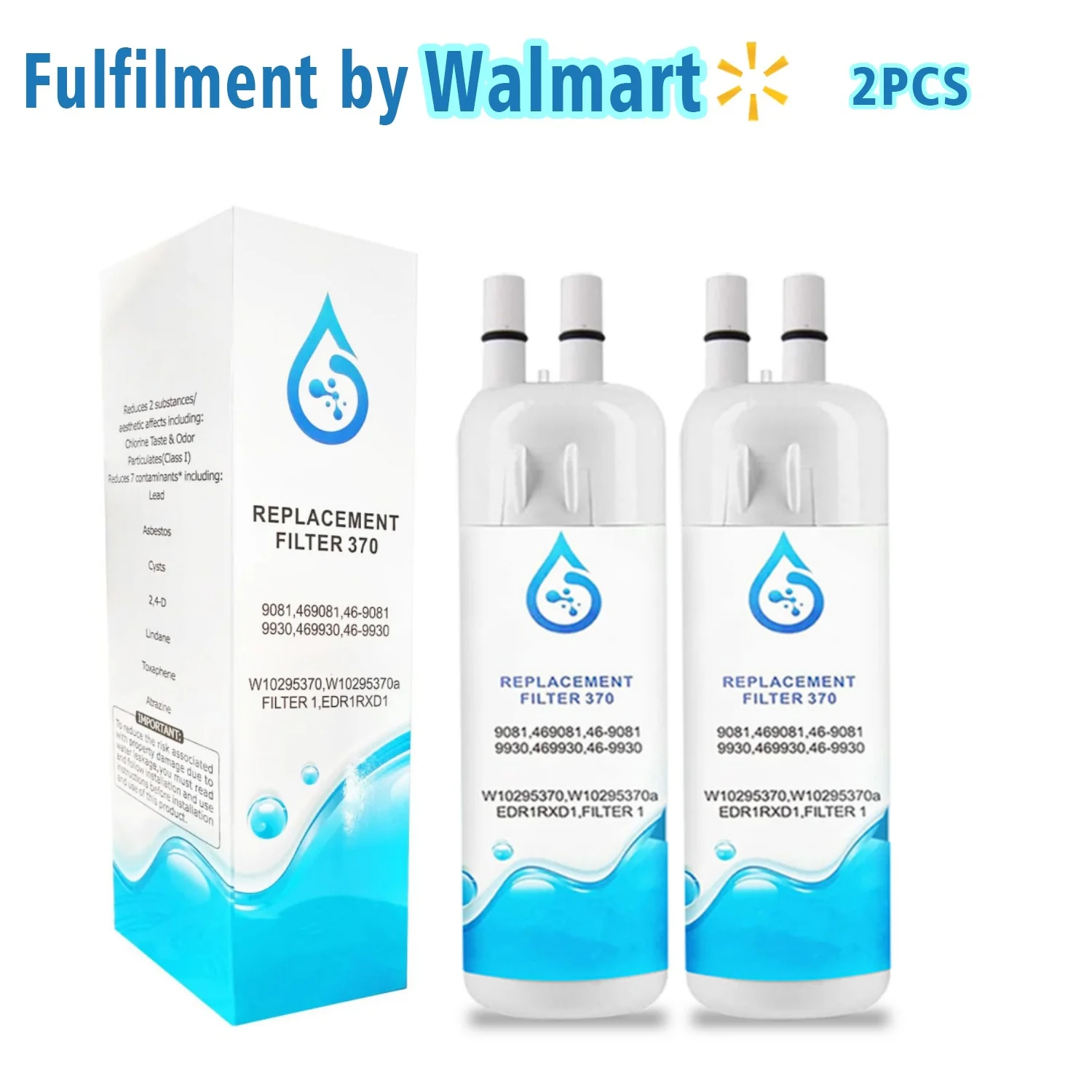 EDR1RXD1 Water Filter Replacement 1 Compatible with W10295370A W10295370 EDRIRXD1B 9081 46-9081 469081 46-9930 469930 9930 P5WB2L P8RFWB2L P8WB2L P4RFWB P5WB12NL EDRD101G1W, 2-Pack