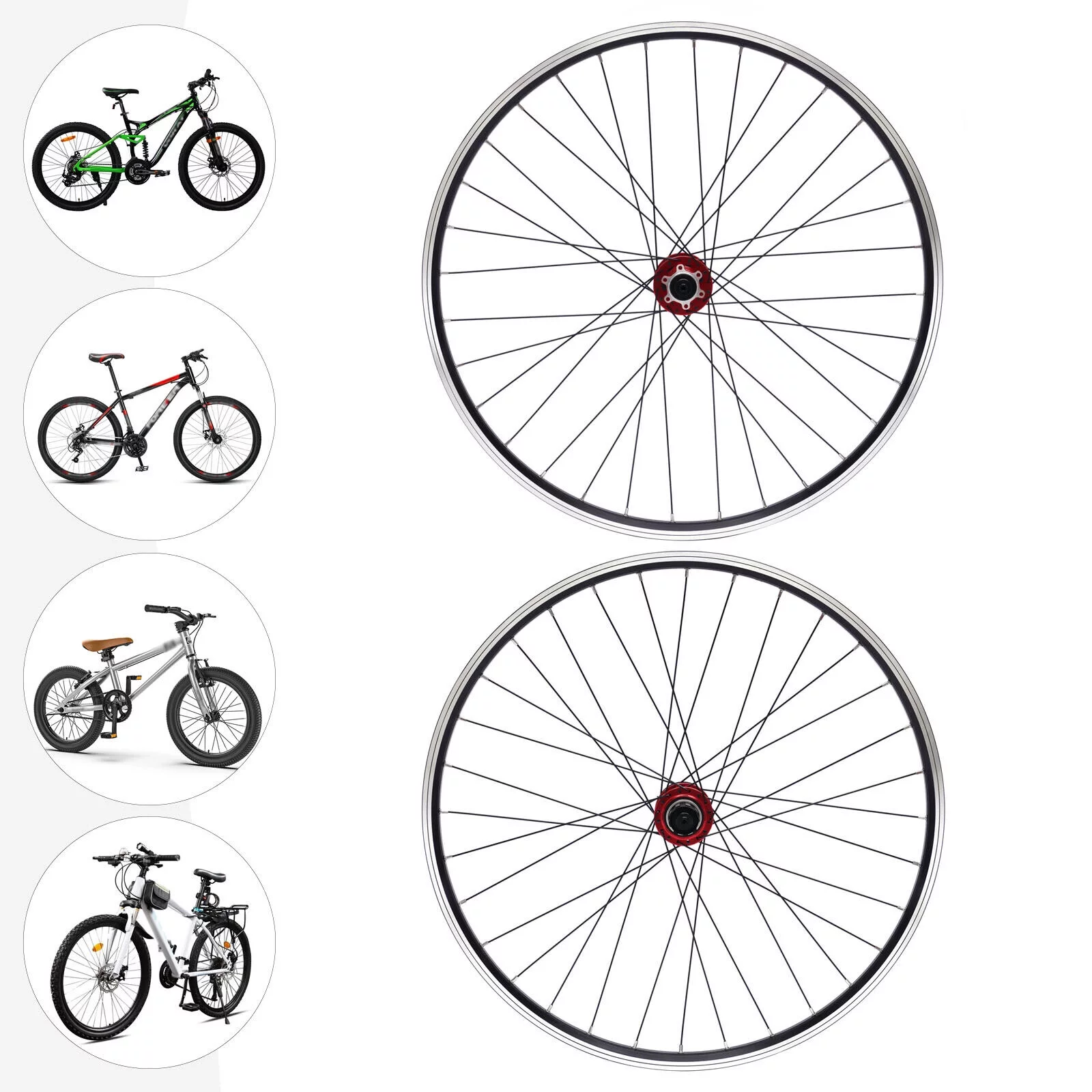 29 inch Front & Rear Wheel Mountain Wheelset Red Hub Disc Brake Bicycle Wheels Set
