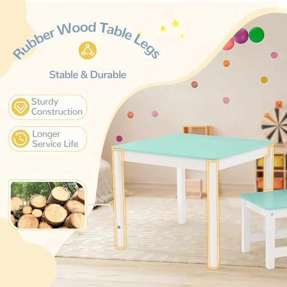 TJCGDTY Toddler  and Chair Set    and Chairs    with Rubber Wood Legs for Children  Toddler  and 2 Chairs for Kid's Room  Bedroom  Playroom (Gray)