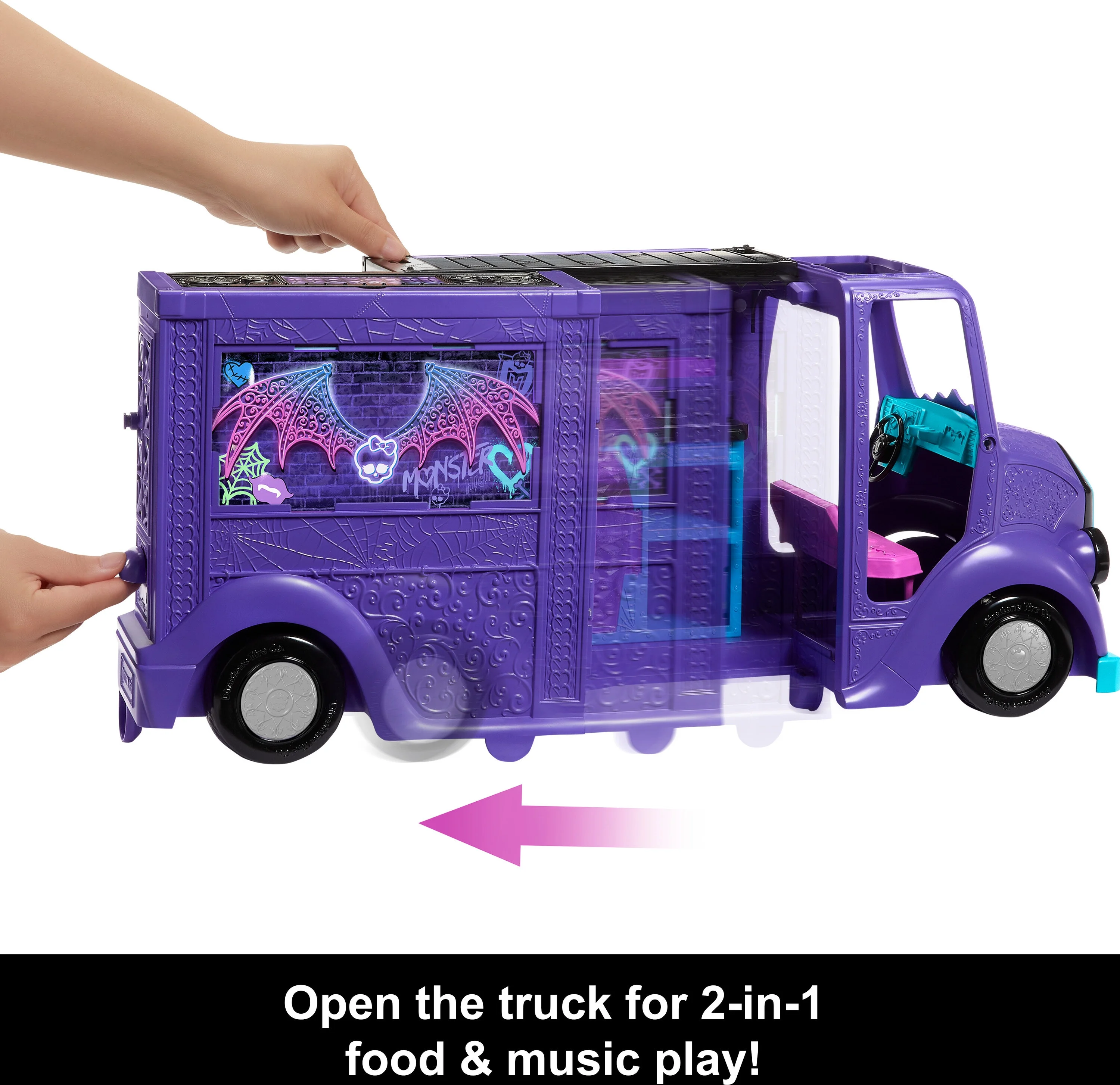 Monster High Draculaura Doll and Fangtastic Rockin’ Food Truck Playset with 13+ Themed Accessoriescessories