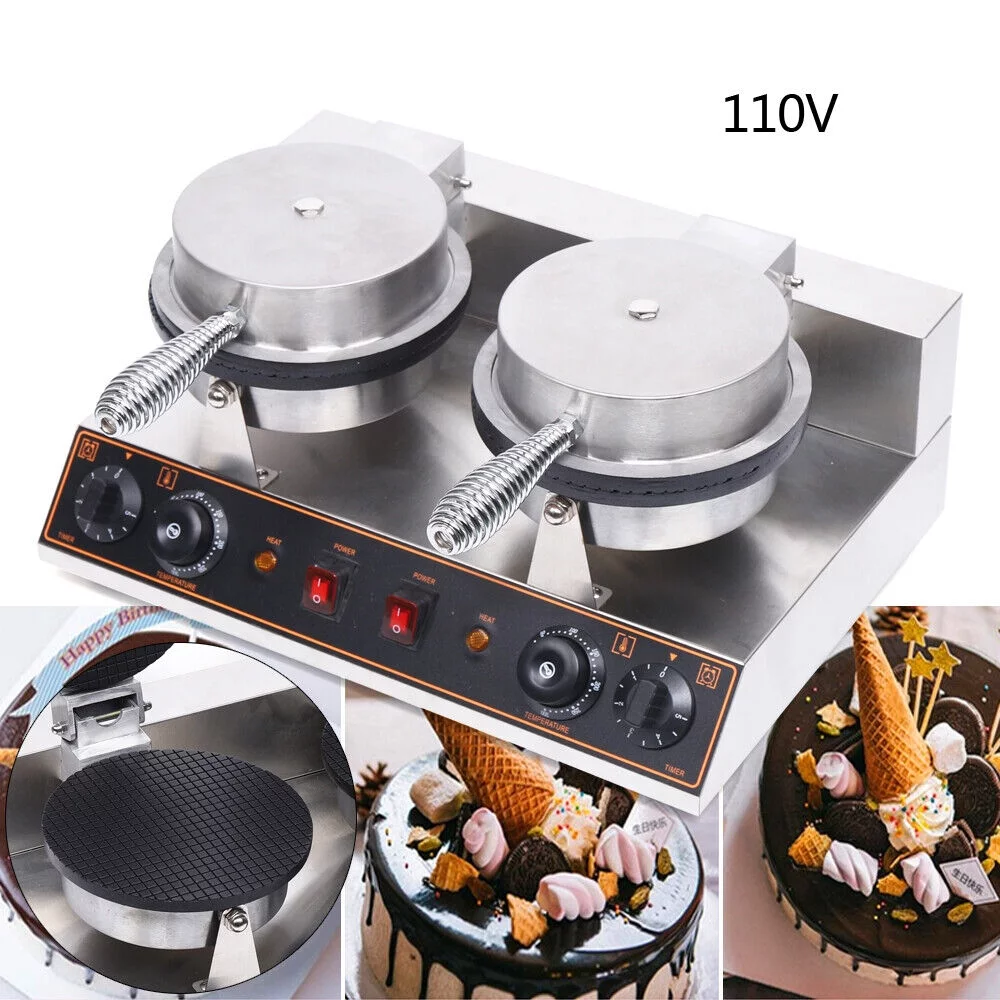 110v Electric Nonstick Waffle Maker Machine - Commercial Ice Cream Cone Maker 19.6*13.9*10.2in