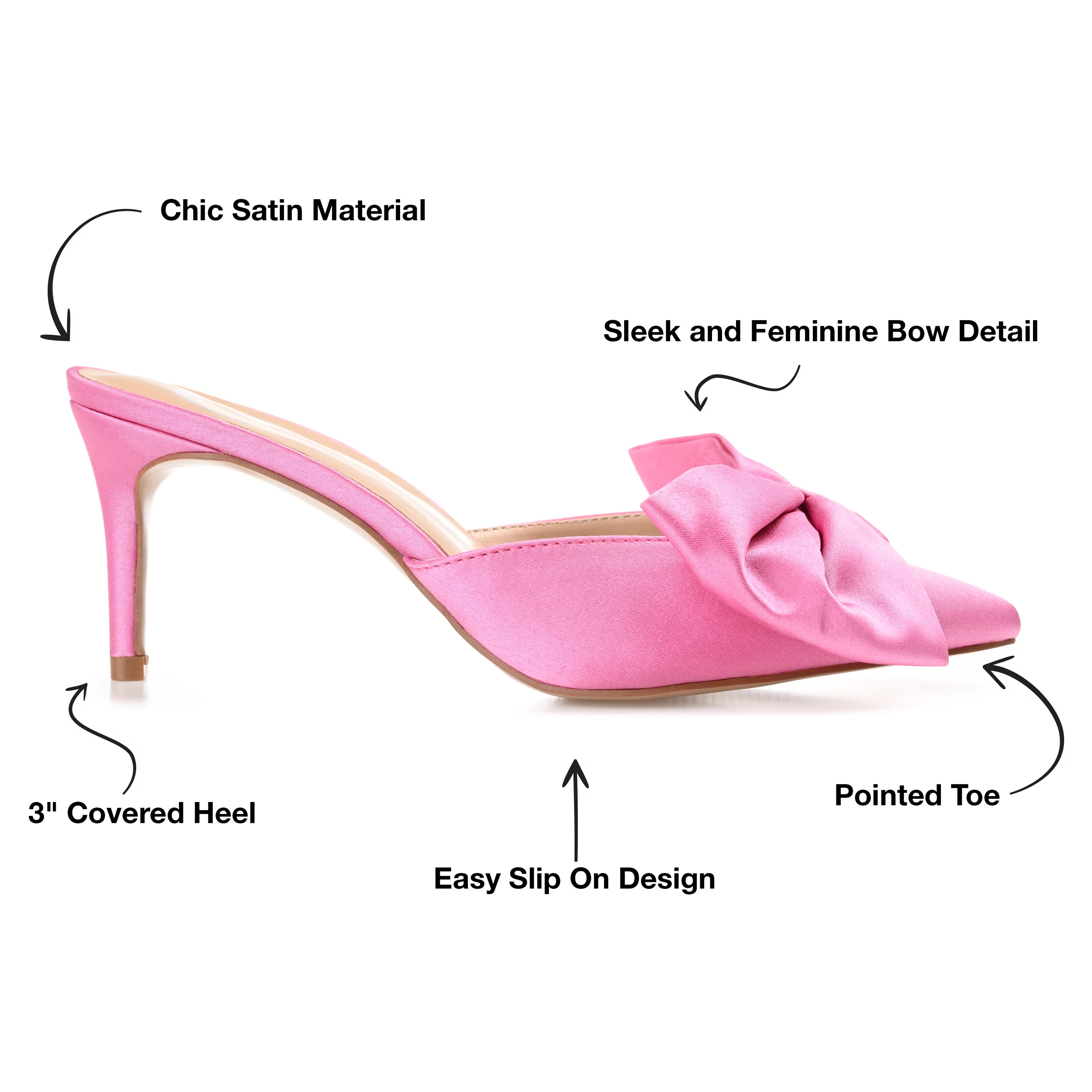 Journee Collection Womens Tiarra Wide Width Mules Mid Stiletto Pointed Toe Pumps