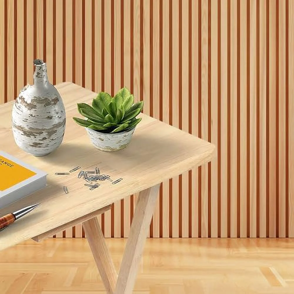 SQHJV Folding TV Tray Table & Snack Table with  Rack  Natural - 5 Piece Set