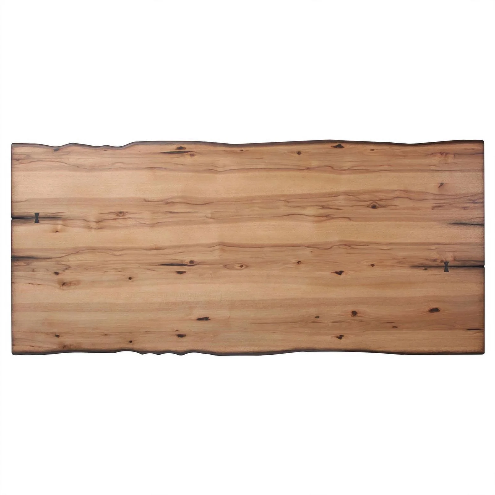 Pemberly Row Wood Live Edge Trestle Dining Table in Natural Honey and Espresso