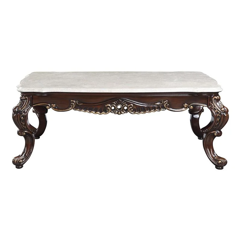 Pemberly Row Modern Wooden Coffee Table in Marble and Antique Oak