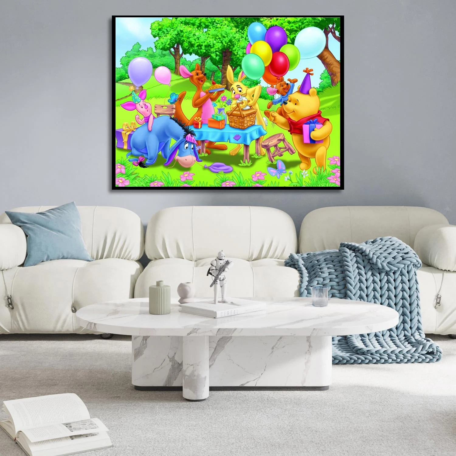 Winnie-the-Pooh DIY 5D Diamond Painting Drawing Pictures by Number Kits, Cross Stitch Crystal Rhinestone Embroidery Paintings Pictures Arts Craft for Home Wall Decor Size 12 * 16 Inch.