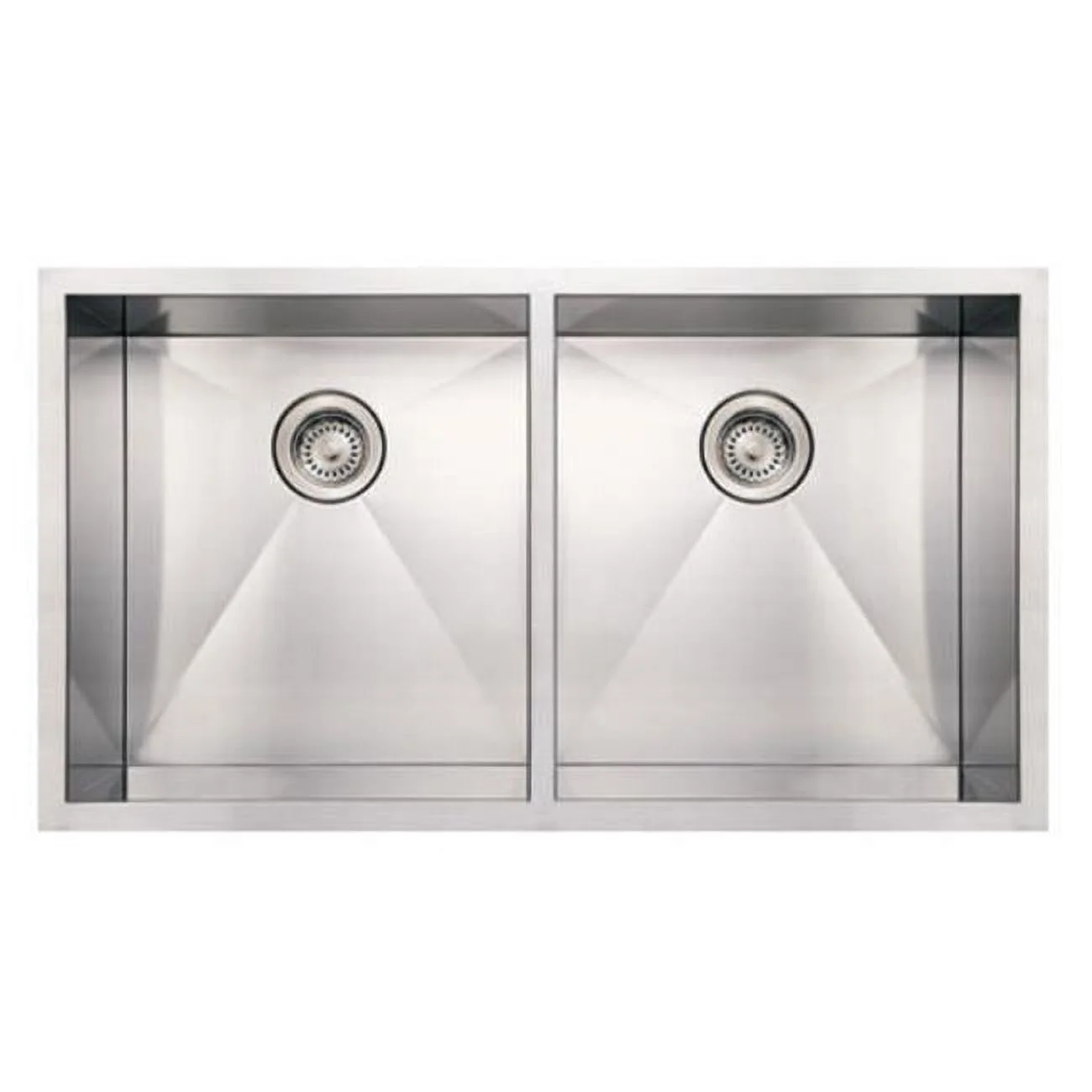 Whitehaus Collection  Noahs Collection Commercial Double Bowl Undermount Sink - Brushed Stainless Steel - 37in. x 20in. x 10in.