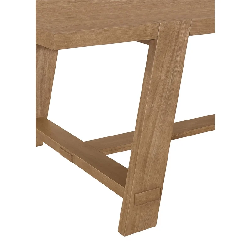Coaster Sharon Farmhouse Wood Rectangular Trestle Base Dining Table in Brown