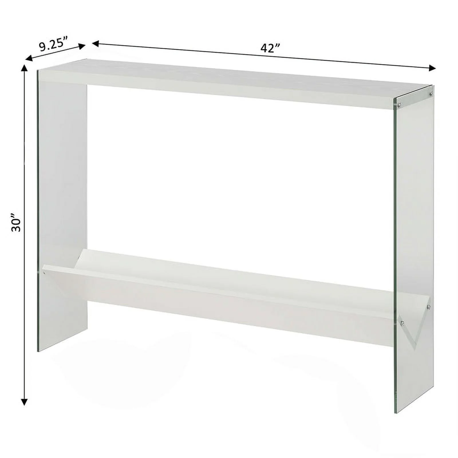 Pemberly Row Modern V Console Table with Shelf in White Wood Finish