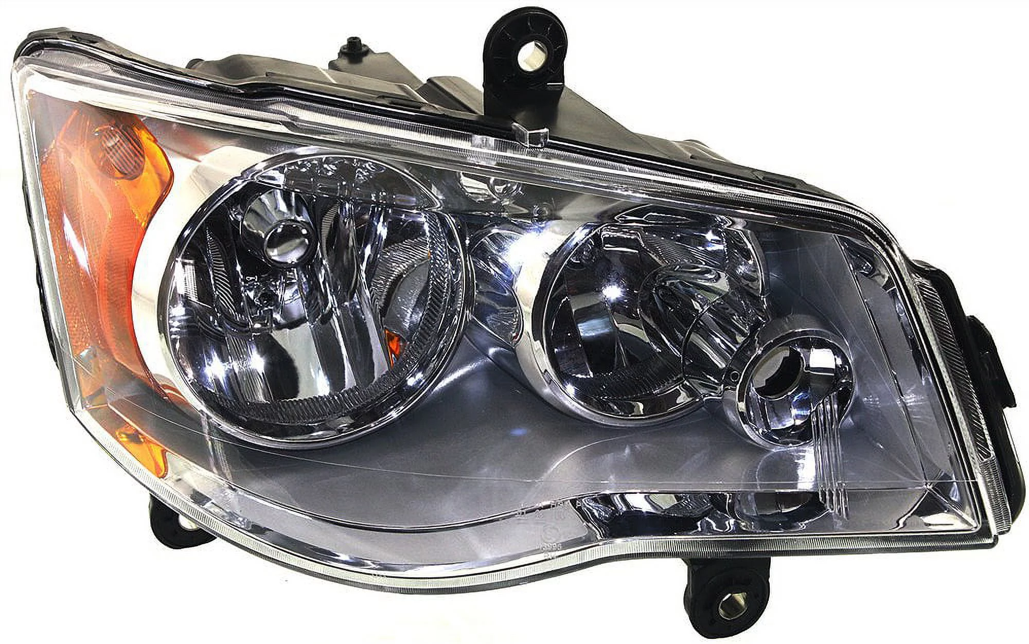 Headlight Compatible with DODGE GRAND CARAVAN 2011-2018/TOWN AND COUNTRY 2008-2016 RH Assembly Halogen Chrome Interior - CAPA