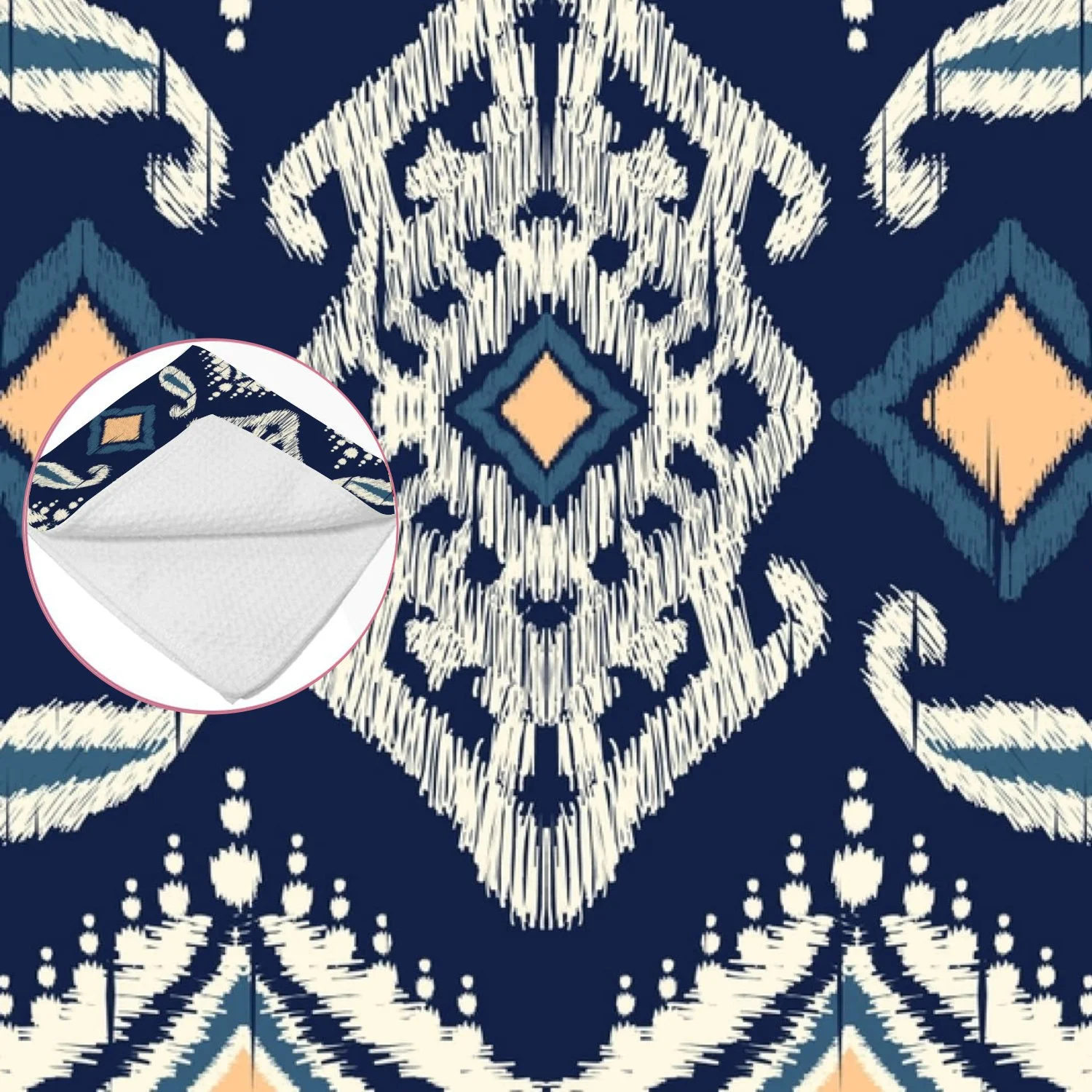 ANYWAY.GO 4 Pack Baby Washcloths - 12 x 12 Inch Super Soft Baby Towels - 100% Cotton Highly Absorbent Wash Cloths for Face and Body,African Ikat Paisley Embroidery