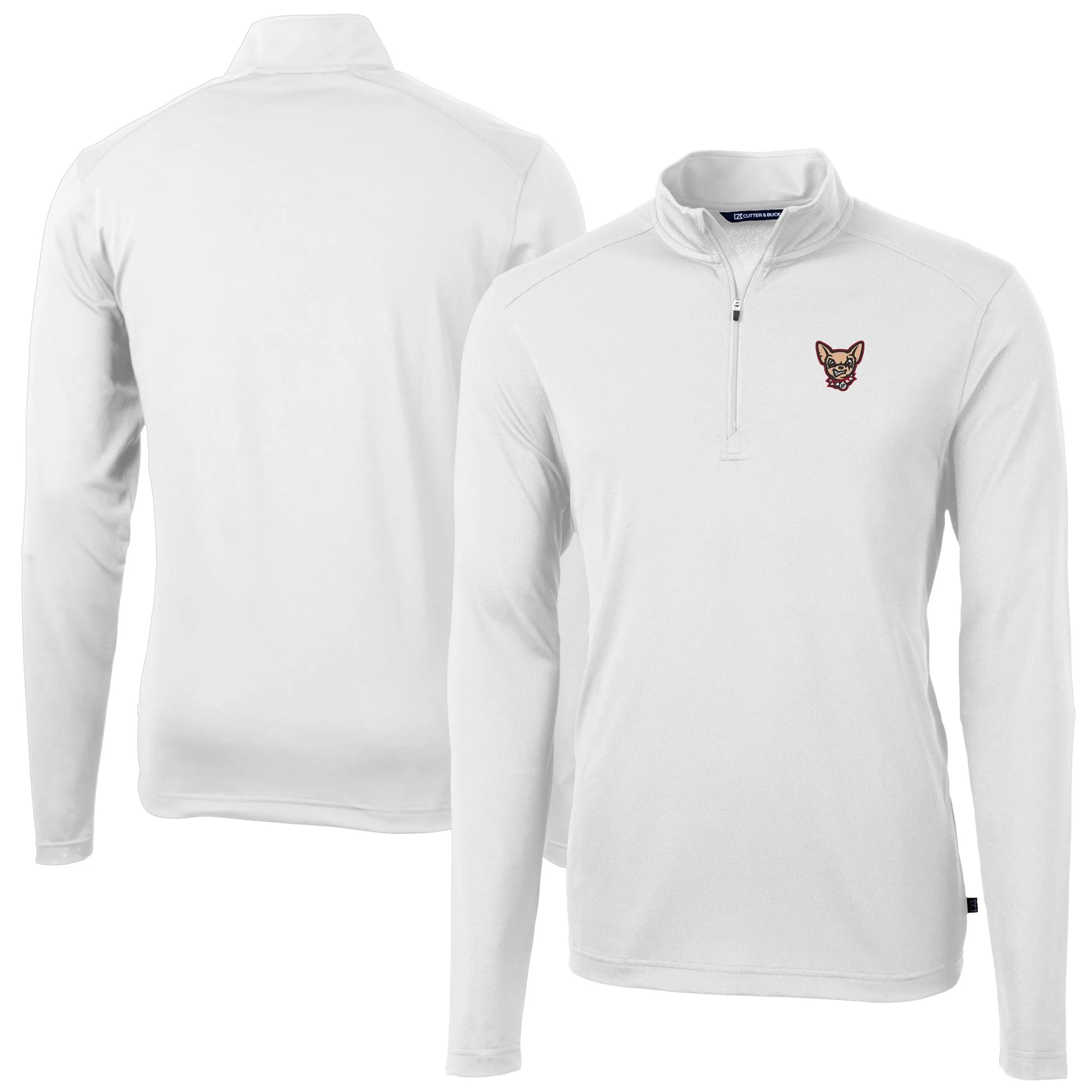 Men's Cutter & Buck White El Paso Chihuahuas Virtue Eco Pique Recycled Quarter-Zip Pullover Top