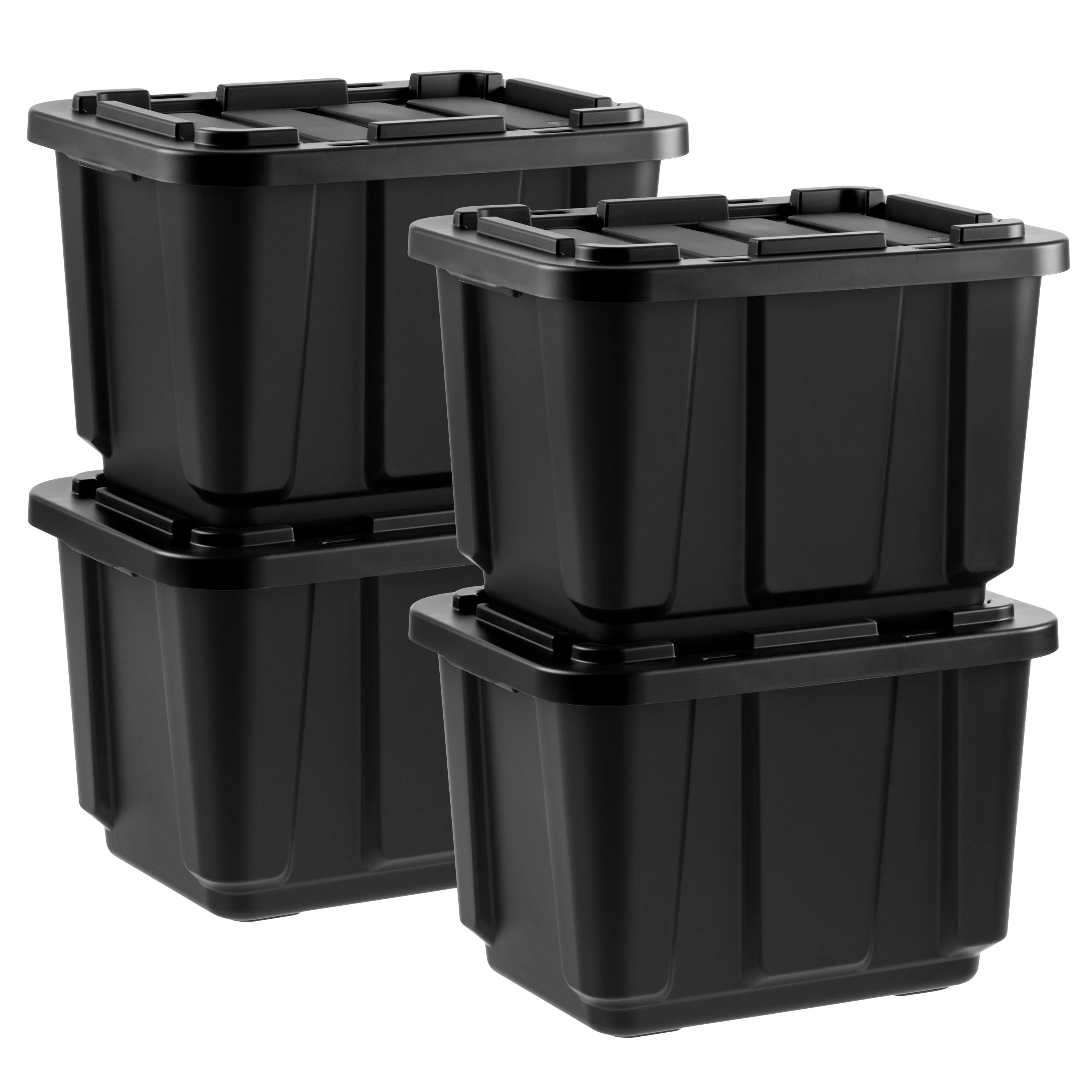 IRIS USA 11.5Gal/46Qt 4 Pack All-Weather Heavy-Duty Stackable Storage Plastic Bin Tote Container with Quick Snap Lid, (20
