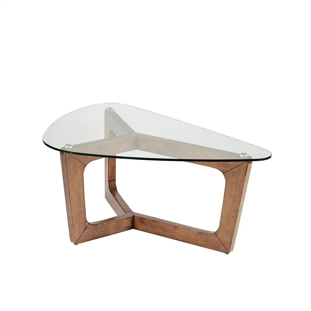Gracie Mills Lainey Modern Triangle Coffee Table with Solid Wood Frame - GRACE-9703