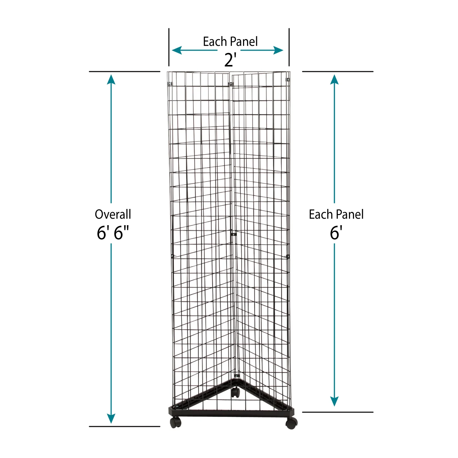 SSWBasics Black Triangle Wire Grid and Grid Wall Tower with Base and Casters