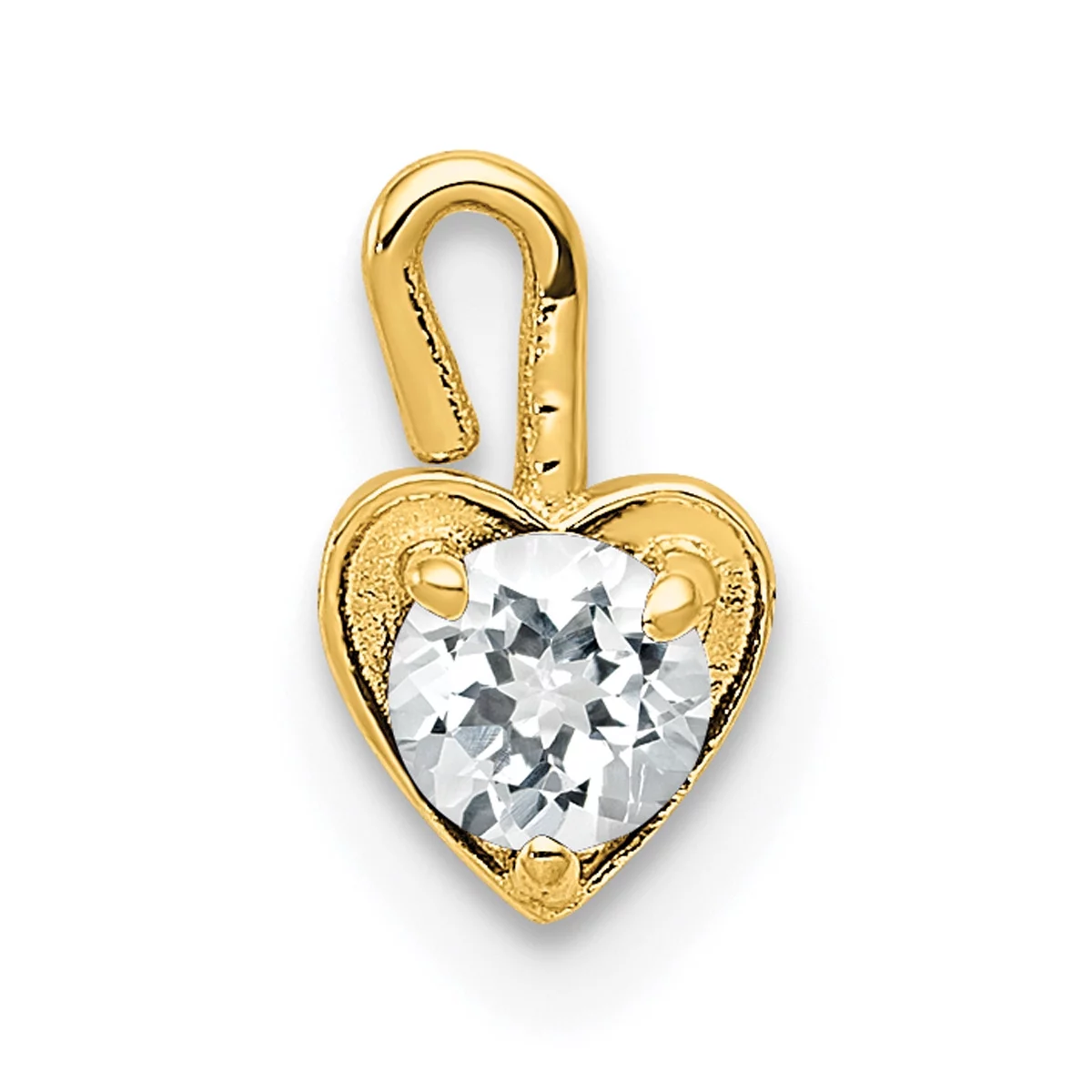Carat in Karats 10K Yellow Gold April Birthstone Heart Pendant Charm With 14K Yellow Gold Lightweight Rope Chain Necklace 20''