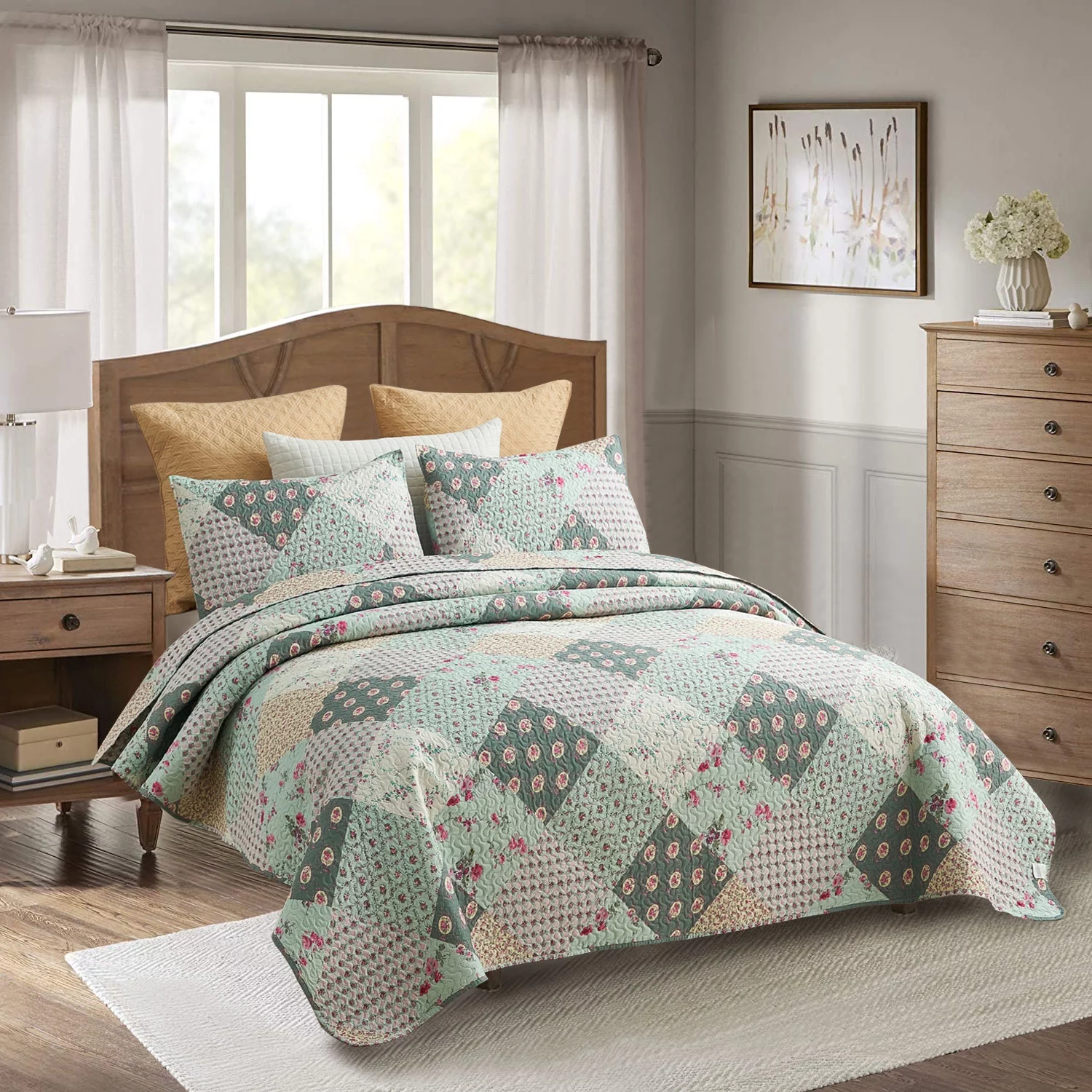 3 Piece Microfiber Quilt Set Queen 88