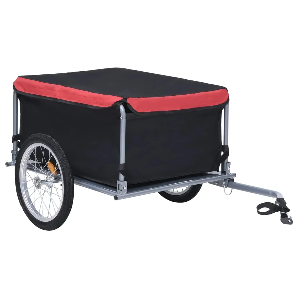 Qulable vidaXL Bike Trailer Black and Red 65 kg