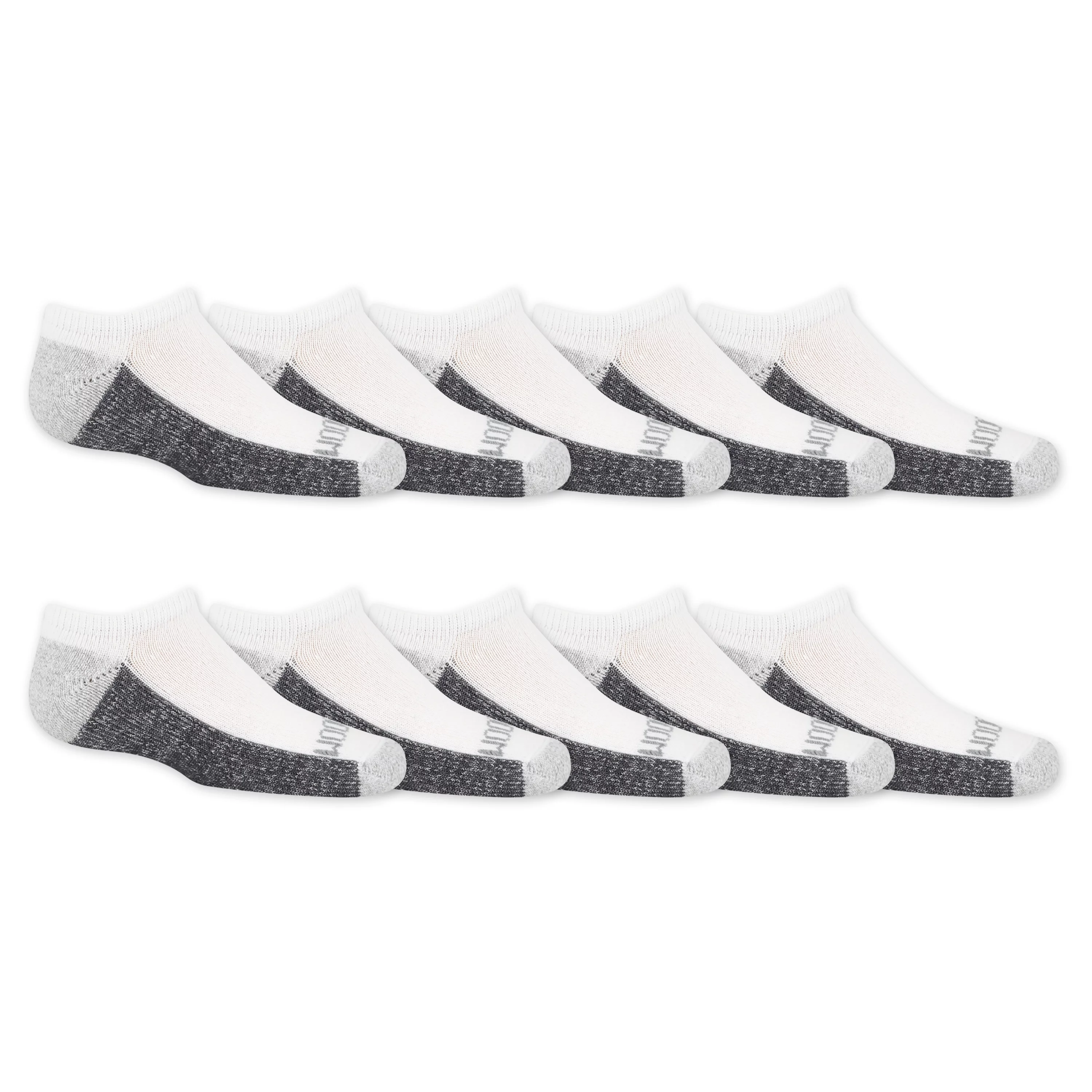 Fruit of the Loom Dual Defense No-Show Socks for Boys, White, Sizes 3-9 (10-Pack)
