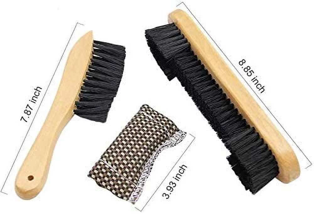 Billiards Pool Table & Rail Brush Cleaning Tools - Wooden Kit of Billiard Accessories with [Felt Cloth Shaft Slicker & Small Cue Chalk Cube] - Premium Brushes Sights Supplies