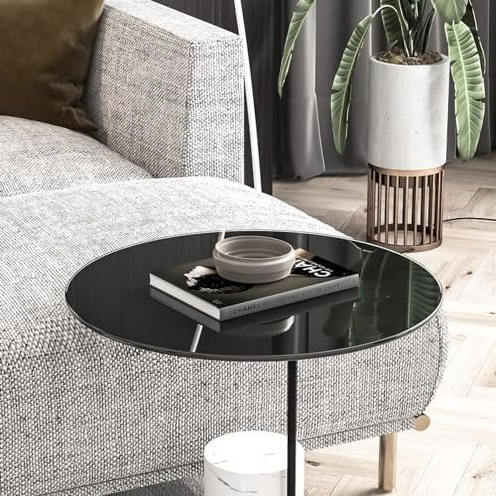 GVJMTKP 32" Black Round Tempered Glass Table Top 1/2" Thick Beveled Polished Edge