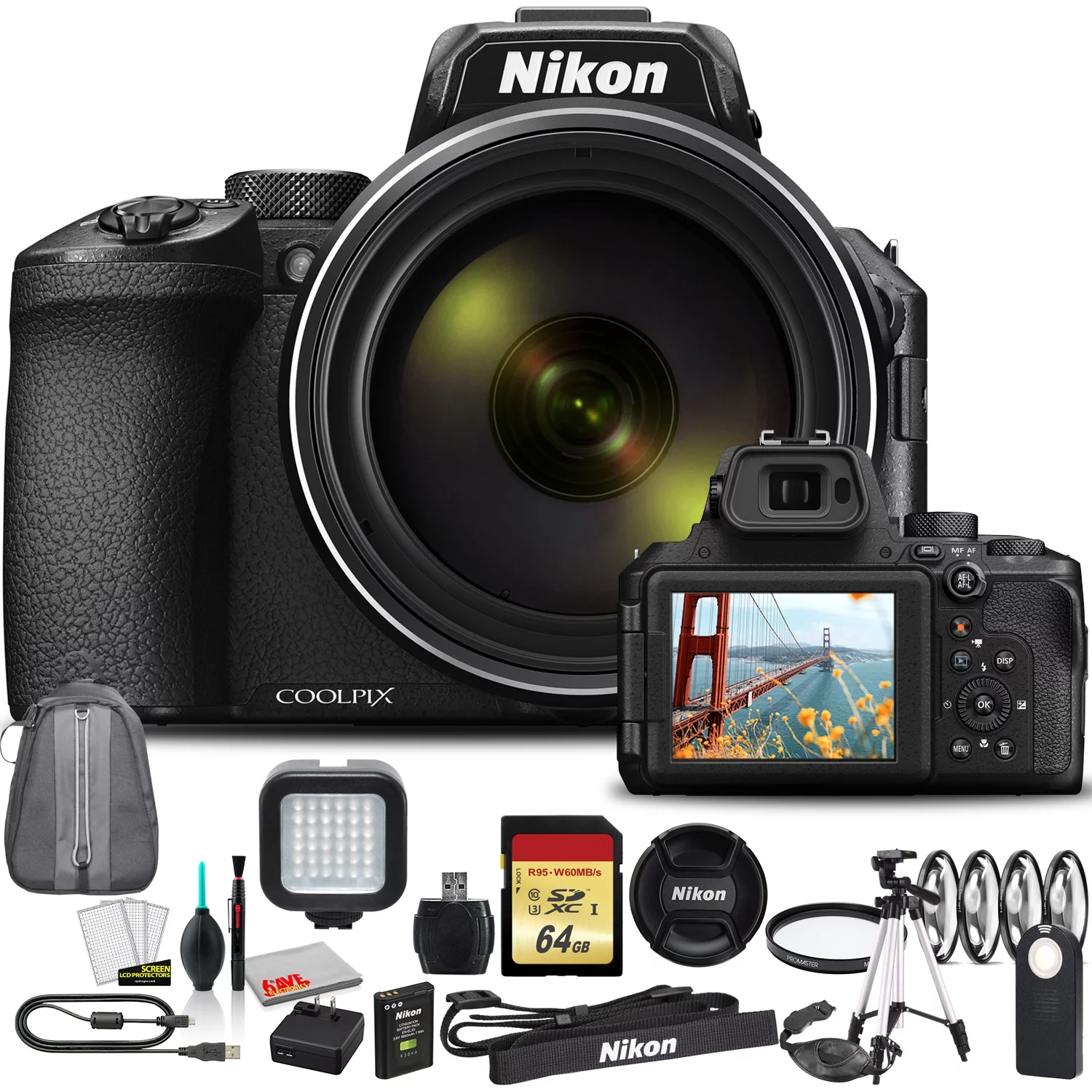 Nikon COOLPIX P950 Camera - Kit with Bag + LED Light + More (International Model)