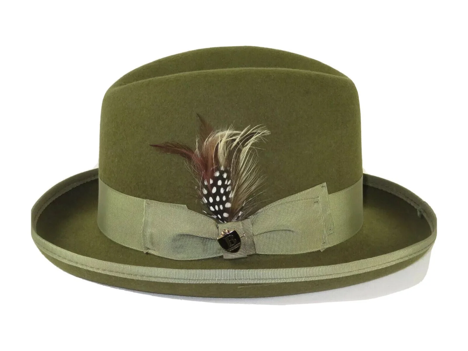 Men Bruno Capelo Dress Hat Australian Wool Homburg Godfather GF112 Olive Green