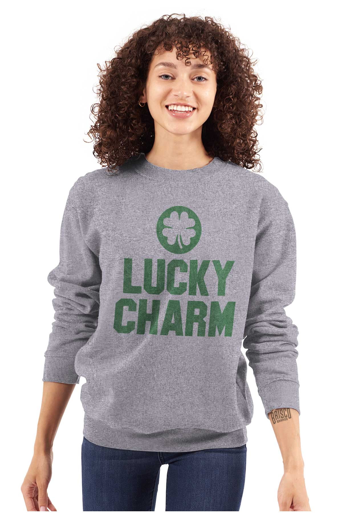 Saint Patricks Lucky Charm Shamrock Sweatshirt for Men or Women Brisco Brands S