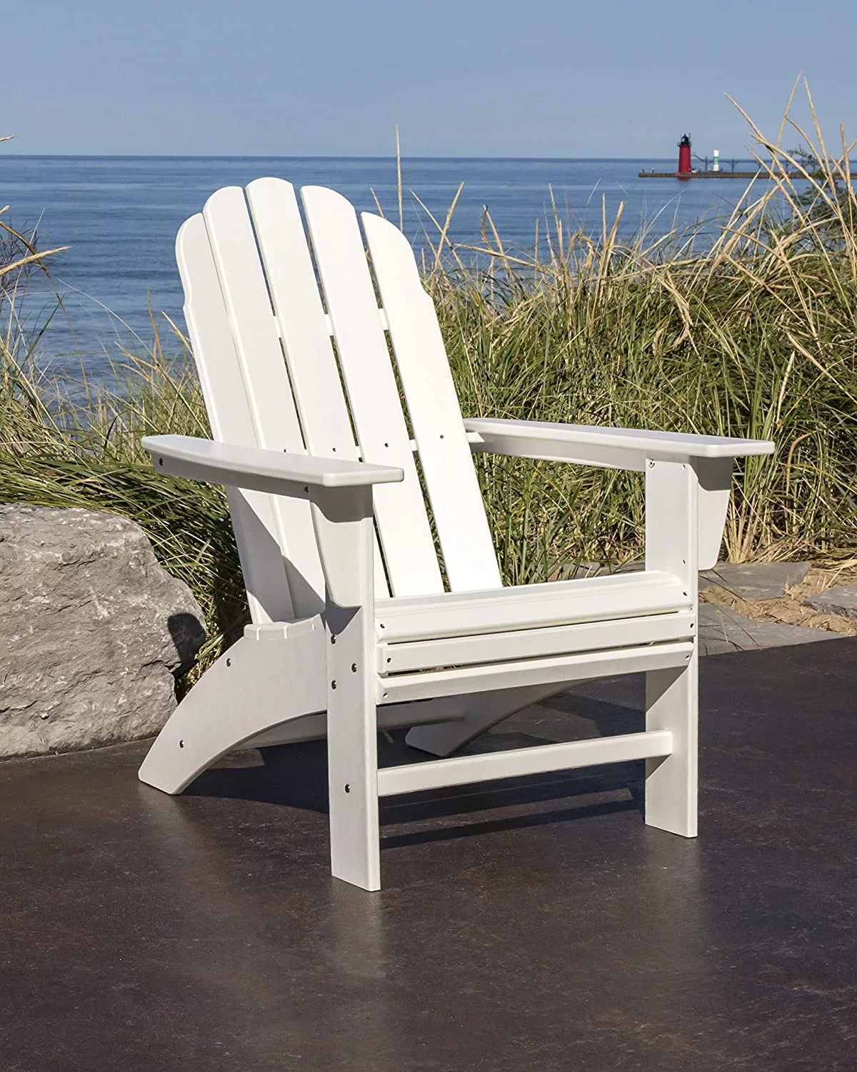 POLYWOOD Vineyard Curveback Adirondack Chair in Slate Grey