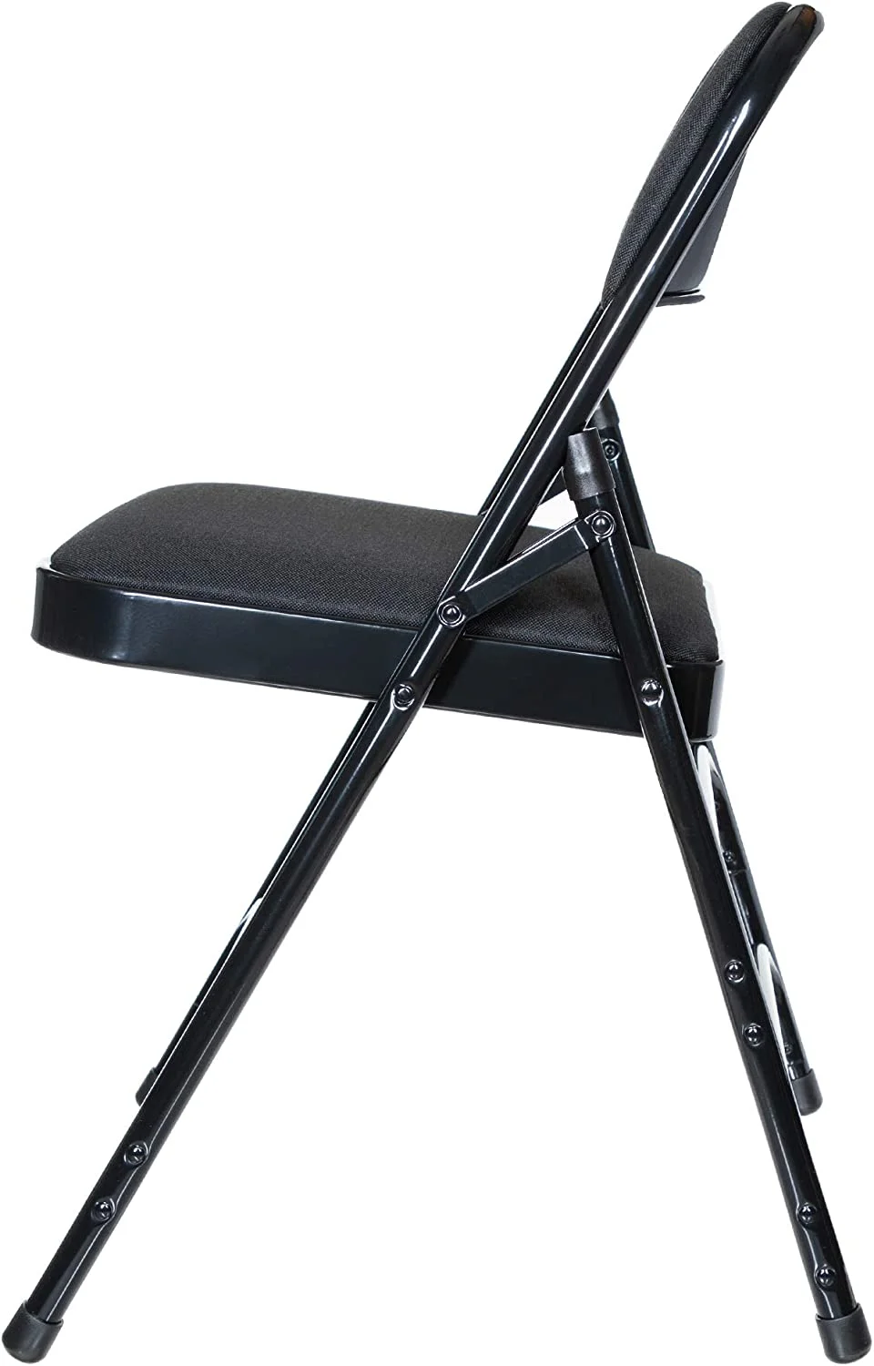Premium Fabric Upholstered Steel Folding Chairs, 4 Pack, Black