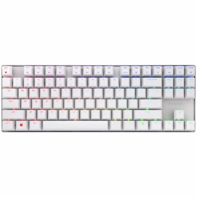 Cherry MX 8.2 TKL Wireless Gaming Keyboard. Compact TenKeyLess. Mechanical 87 Keys RGB Backlit Keys ABS Keycaps. MX Red Switch. Aluminum Carrying Case Included.