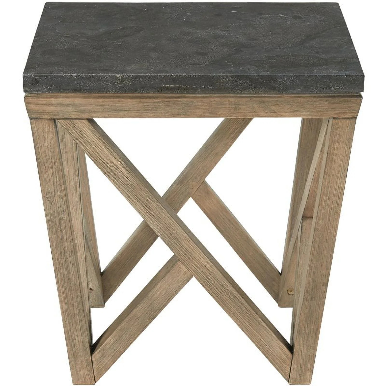 Home Square Square Side Table in Antique Oak and Bluestone - Set of 2