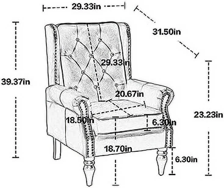 HBBOOMLIFE Button Tufted Wing Back Accent Chair PU Leather Thick Upholstered Armchair with  Trim and Rubber Wood Legs  Single Sofa Chair Reading Chair for Living Room Bedroom Office  Blac