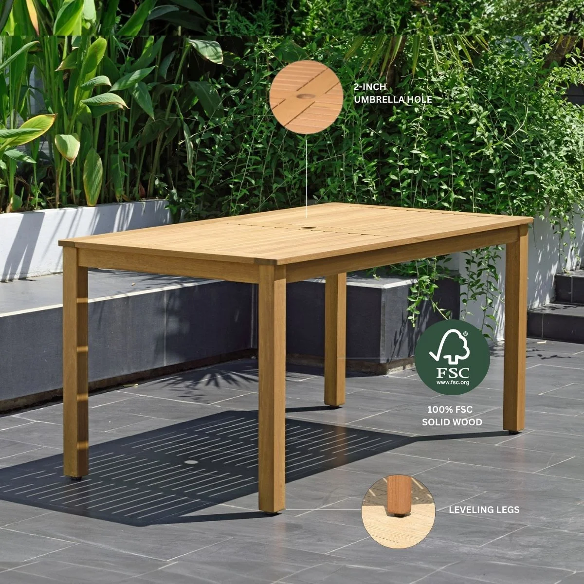 Amazonia Angatu 5-Piece 100% FSC Teak Wood Round Patio Dining Set