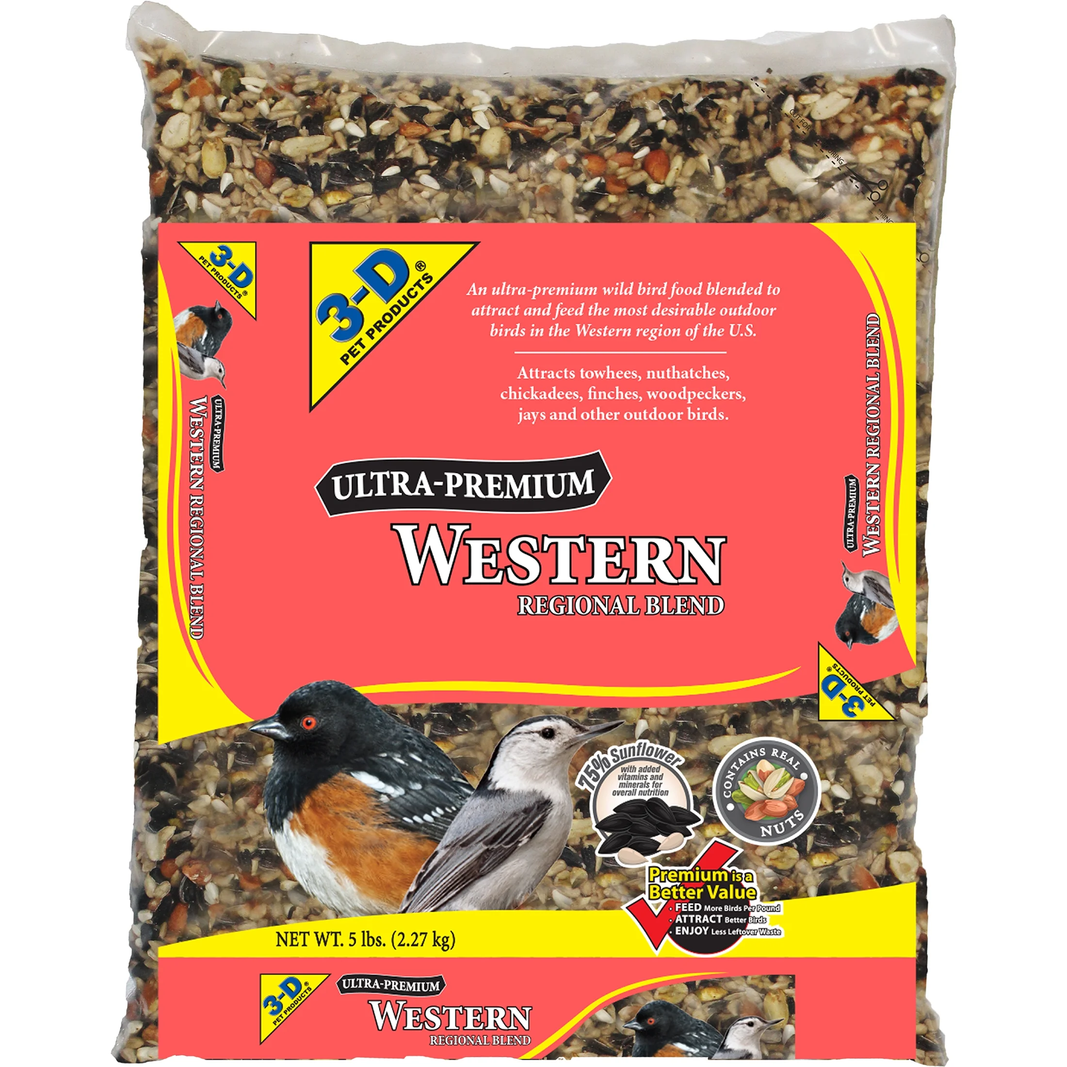3-D Pet Products Premium Western Region Blend Dry Wild Bird Food, 5 lb., 1 Pack