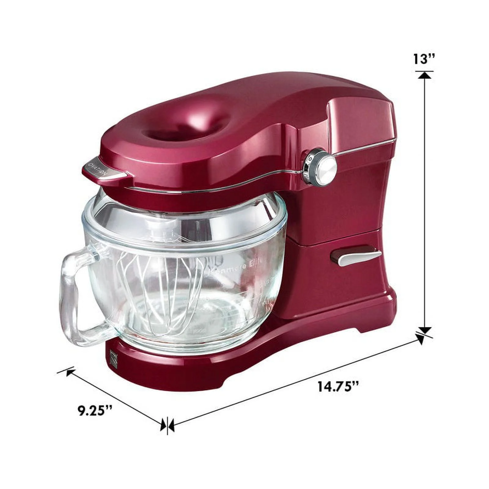 Kenmore Elite Ovation 5Quart Tilt Head 500W Stand Mixer, 360 Degree Splash Guard, Red
